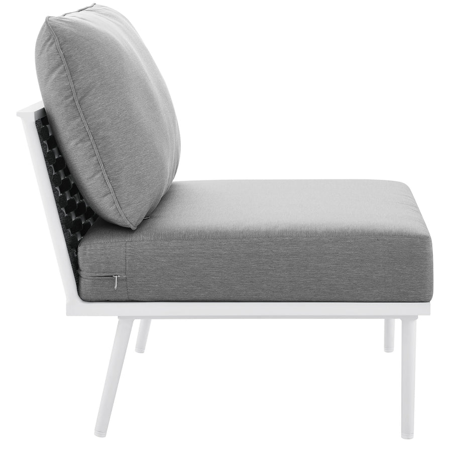 Willow Outdoor Patio Aluminum Armless Chair in White Gray