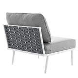 Willow Outdoor Patio Aluminum Armless Chair in White Gray