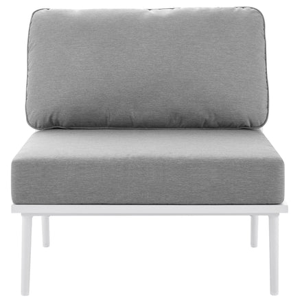 Stance Outdoor Patio Aluminum Armless Chair in White Gray