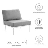 Willow Outdoor Patio Aluminum Armless Chair in White Gray