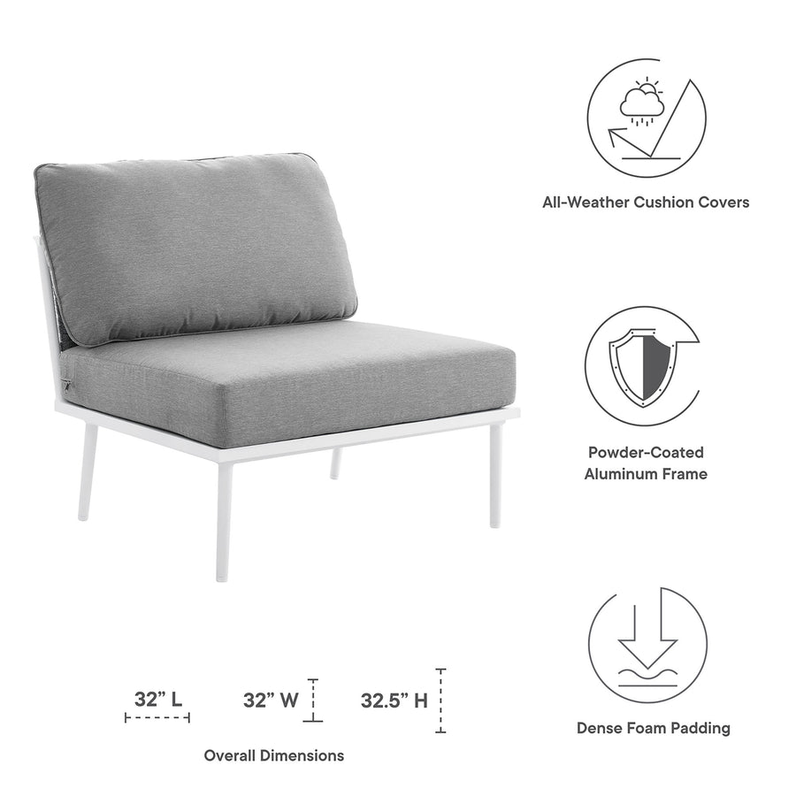 Willow Outdoor Patio Aluminum Armless Chair in White Gray