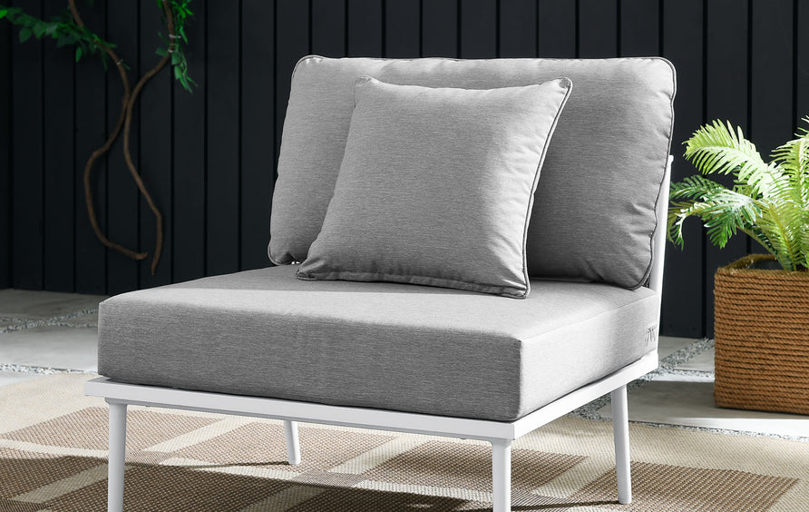 Willow Outdoor Patio Aluminum Armless Chair in White Gray