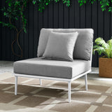 Willow Outdoor Patio Aluminum Armless Chair in White Gray