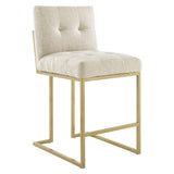 Indigo Upholstered Fabric Counter Stool Set of 2 in Gold Beige
