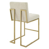 Indigo Upholstered Fabric Counter Stool Set of 2 in Gold Beige