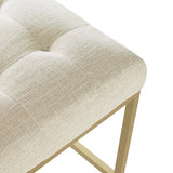 Indigo Upholstered Fabric Counter Stool Set of 2 in Gold Beige