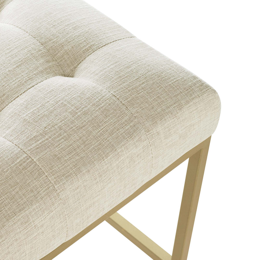 Indigo Upholstered Fabric Counter Stool Set of 2 in Gold Beige