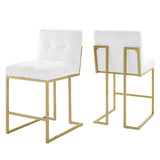 Indigo Upholstered Fabric Counter Stool Set of 2 in Gold White