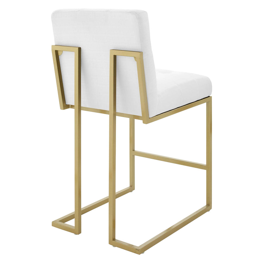 Indigo Upholstered Fabric Counter Stool Set of 2 in Gold White