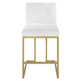 Indigo Upholstered Fabric Counter Stool Set of 2 in Gold White