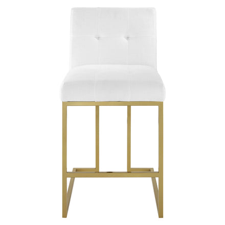 Privy Upholstered Fabric Counter Stool Set of 2 in Gold White