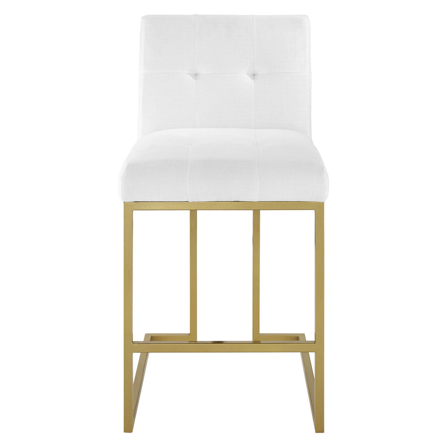 Indigo Upholstered Fabric Counter Stool Set of 2 in Gold White