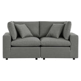 Linden Overstuffed Outdoor Patio Loveseat in Charcoal