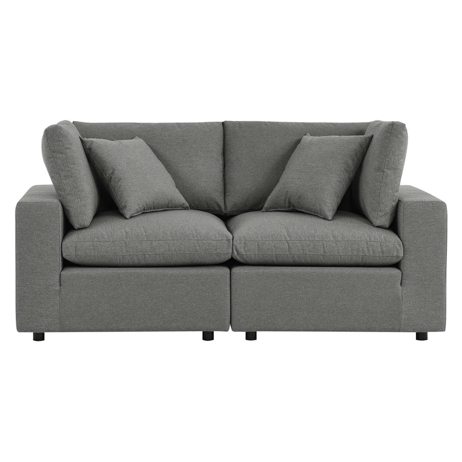 Linden Overstuffed Outdoor Patio Loveseat in Charcoal