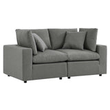 Linden Overstuffed Outdoor Patio Loveseat in Charcoal