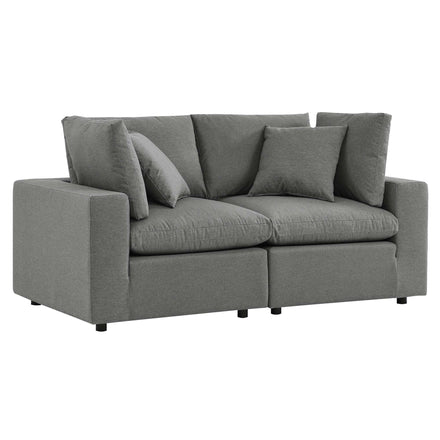 Commix Overstuffed Outdoor Patio Loveseat in Charcoal