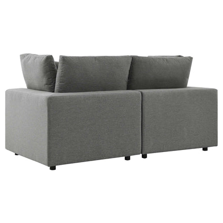 Commix Overstuffed Outdoor Patio Loveseat in Charcoal