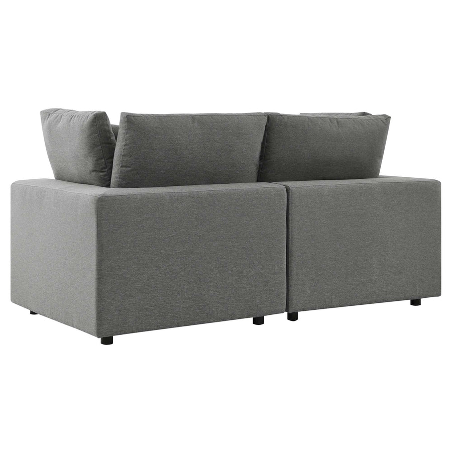 Linden Overstuffed Outdoor Patio Loveseat in Charcoal