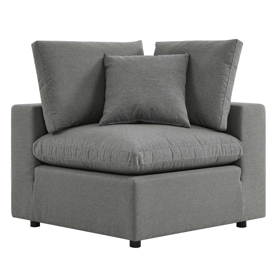 Linden Overstuffed Outdoor Patio Loveseat in Charcoal