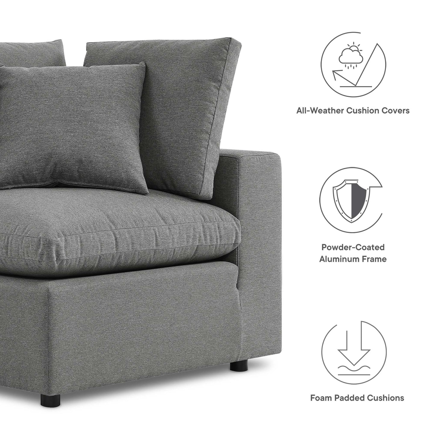 Commix Overstuffed Outdoor Patio Loveseat by Furniture for America