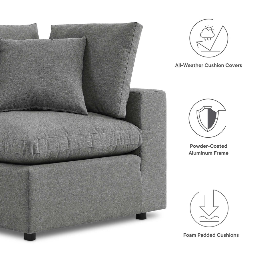 Linden Overstuffed Outdoor Patio Loveseat in Charcoal