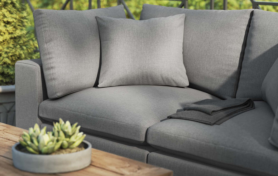 Linden Overstuffed Outdoor Patio Loveseat in Charcoal