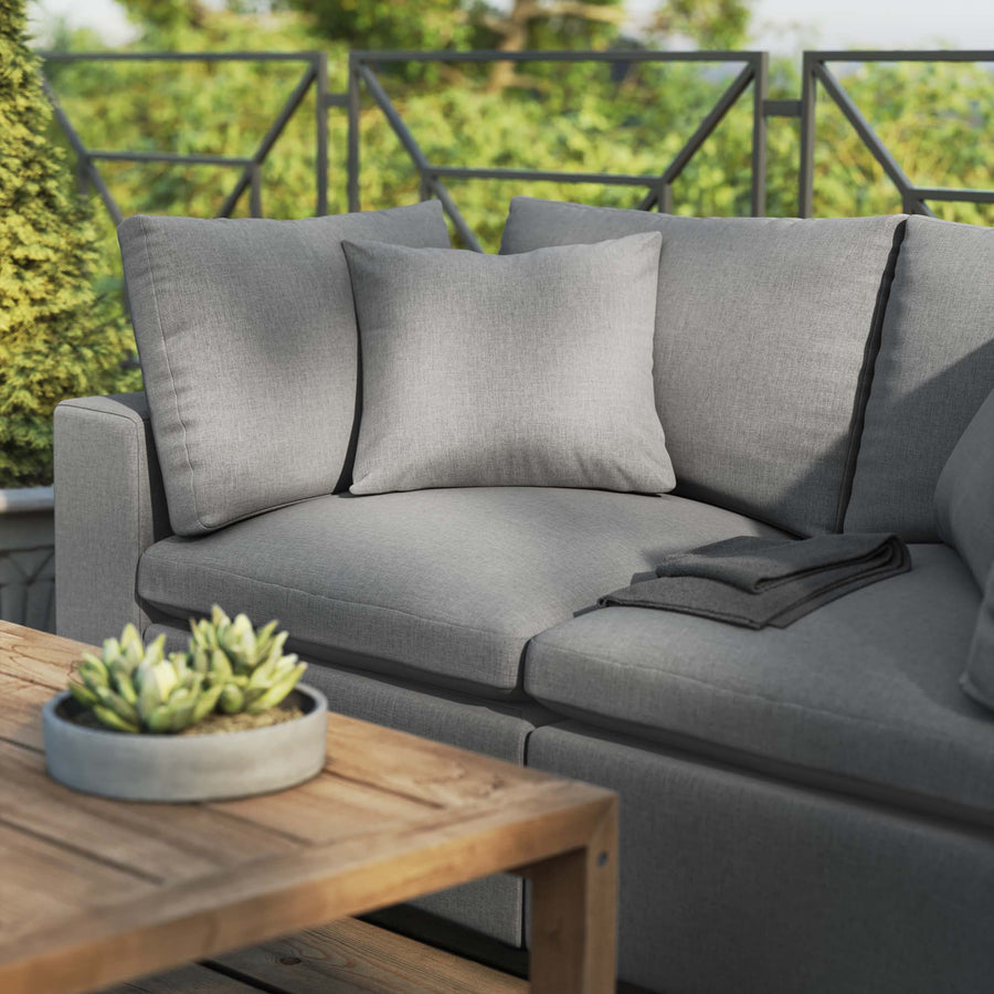 Linden Overstuffed Outdoor Patio Loveseat in Charcoal