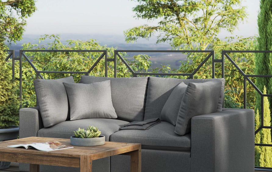 Linden Overstuffed Outdoor Patio Loveseat in Charcoal