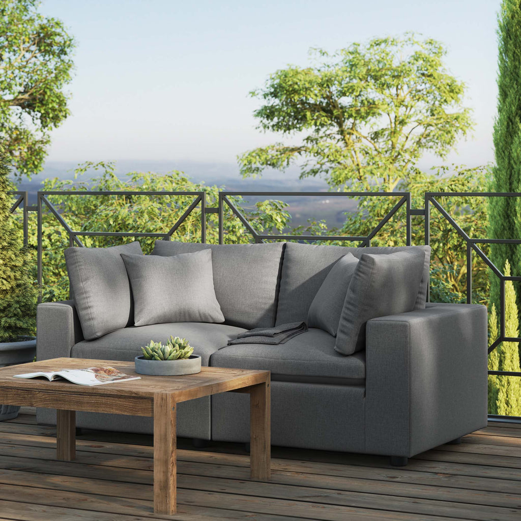 Commix Overstuffed Outdoor Patio Loveseat by Furniture for America