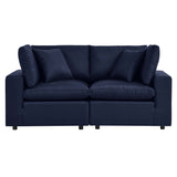 Linden Overstuffed Outdoor Patio Loveseat in Navy