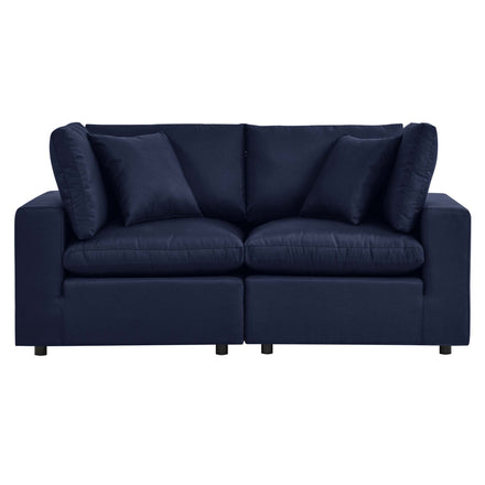 Commix Overstuffed Outdoor Patio Loveseat in Navy