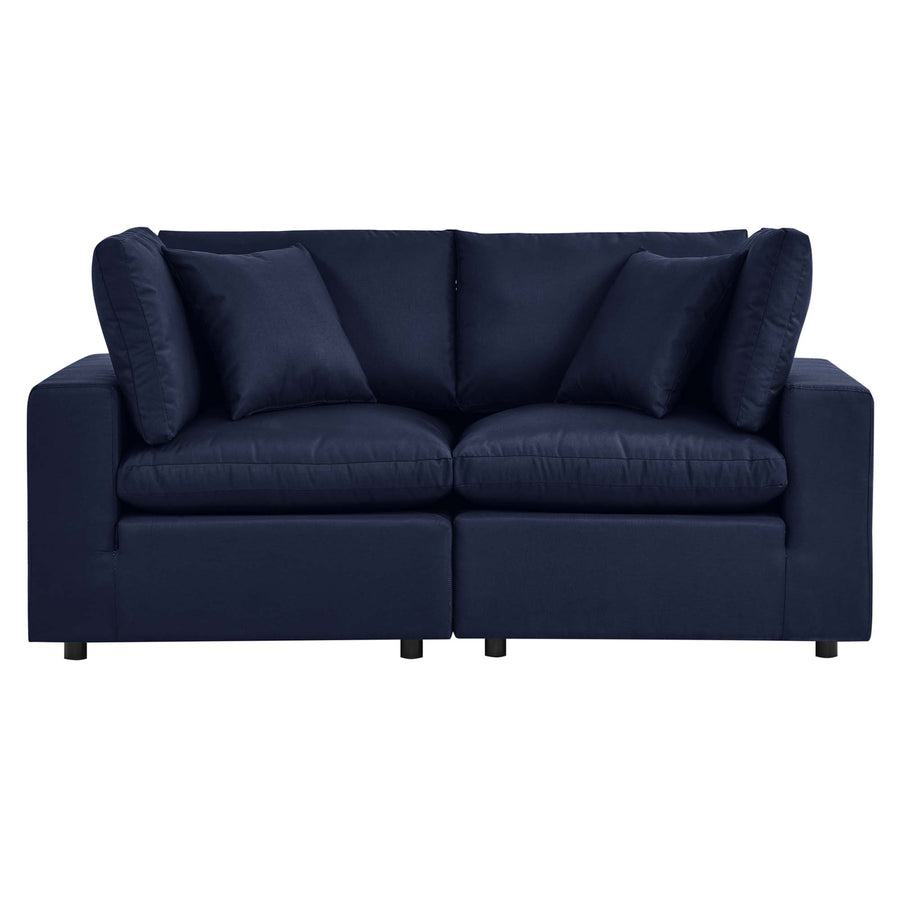 Linden Overstuffed Outdoor Patio Loveseat in Navy