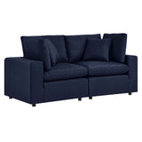 Linden Overstuffed Outdoor Patio Loveseat in Navy