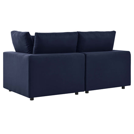 Commix Overstuffed Outdoor Patio Loveseat in Navy