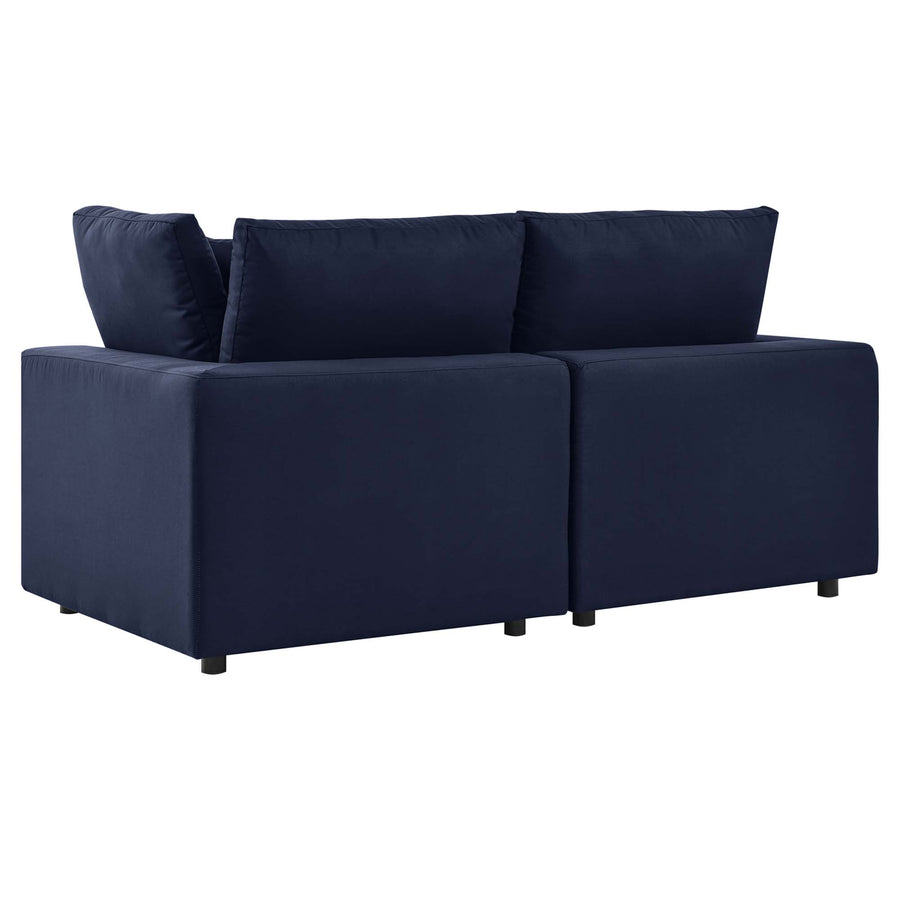 Linden Overstuffed Outdoor Patio Loveseat in Navy