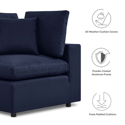 Commix Overstuffed Outdoor Patio Loveseat in Navy