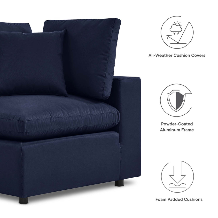 Linden Overstuffed Outdoor Patio Loveseat in Navy