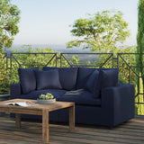 Linden Overstuffed Outdoor Patio Loveseat in Navy