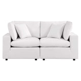 Linden Overstuffed Outdoor Patio Loveseat in White