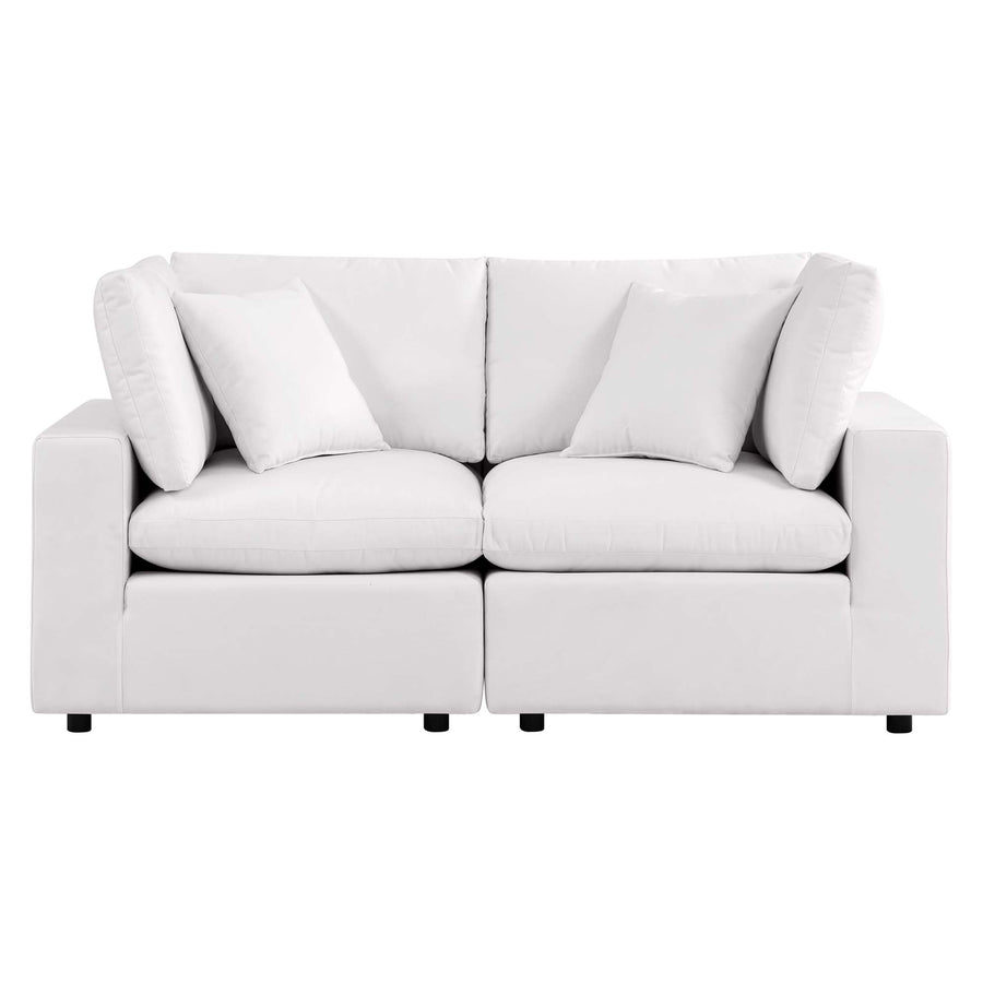 Linden Overstuffed Outdoor Patio Loveseat in White