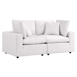 Linden Overstuffed Outdoor Patio Loveseat in White