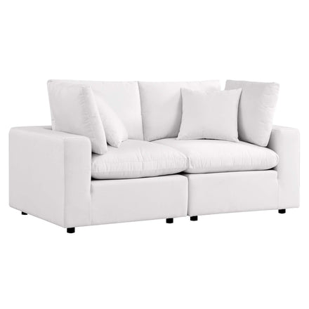 Commix Overstuffed Outdoor Patio Loveseat in White