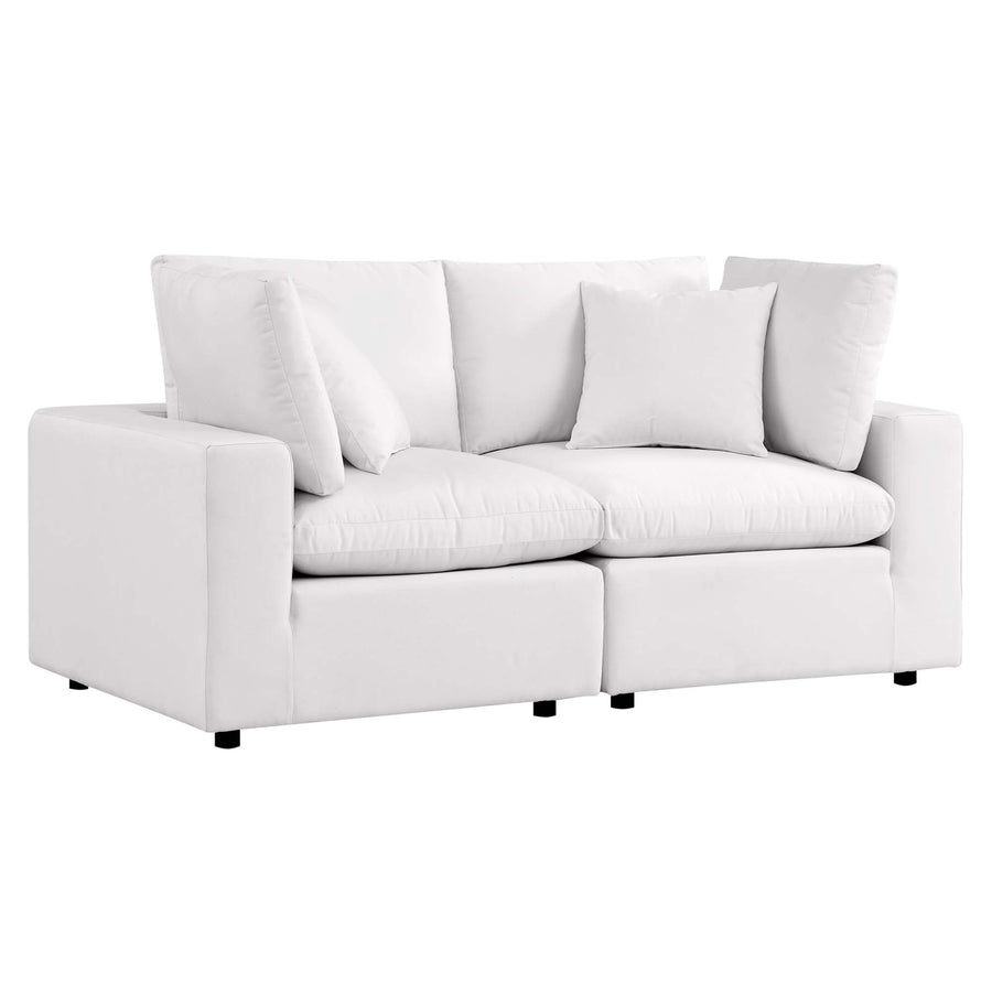 Linden Overstuffed Outdoor Patio Loveseat in White