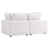 Linden Overstuffed Outdoor Patio Loveseat in White
