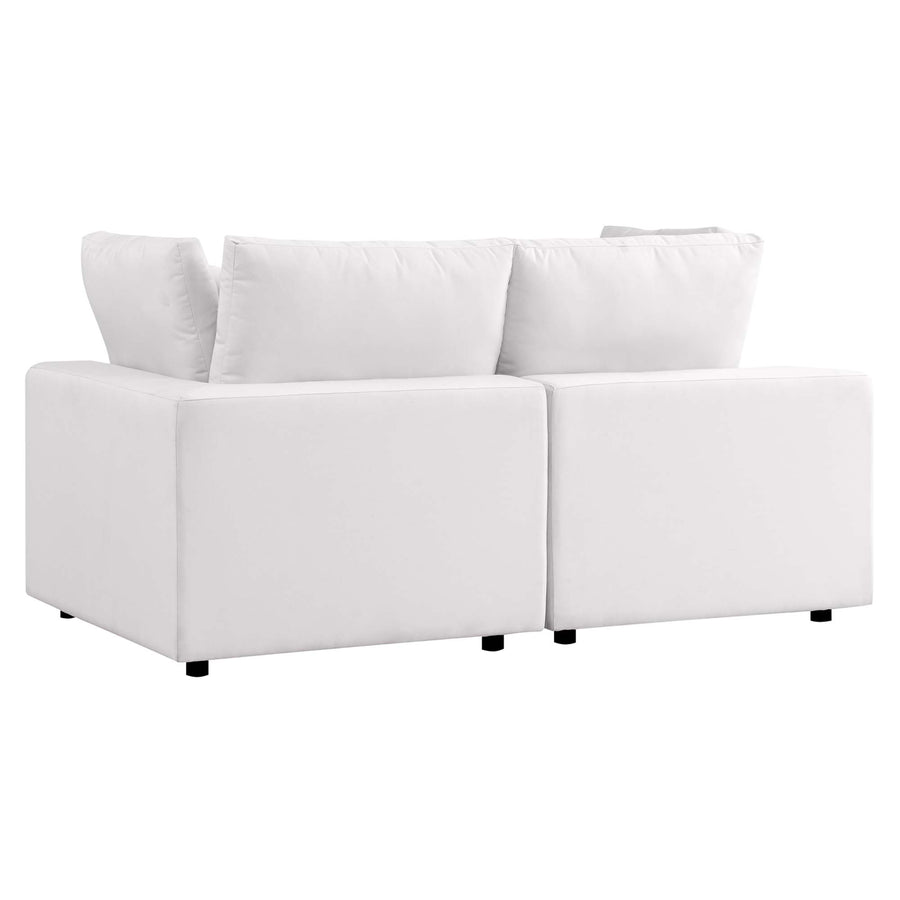 Linden Overstuffed Outdoor Patio Loveseat in White