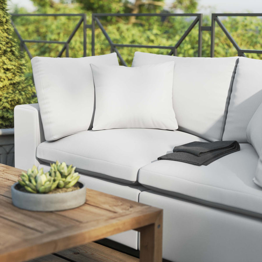 Linden Overstuffed Outdoor Patio Loveseat in White