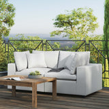 Linden Overstuffed Outdoor Patio Loveseat in White