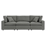 Linden Overstuffed Outdoor Patio Sofa in Charcoal
