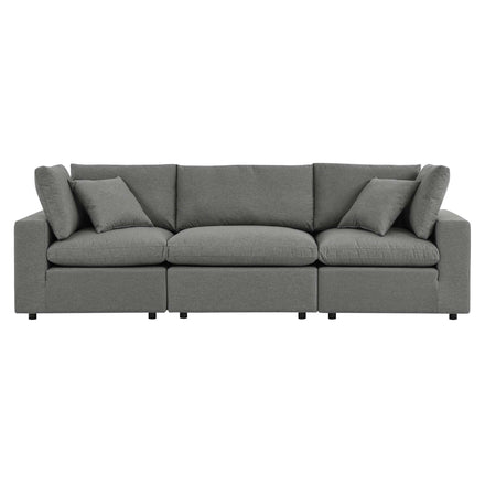 Commix Overstuffed Outdoor Patio Sofa in Charcoal