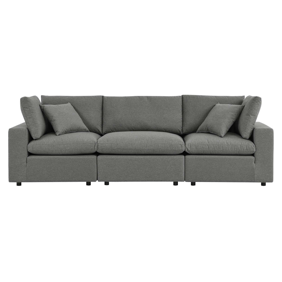 Linden Overstuffed Outdoor Patio Sofa in Charcoal